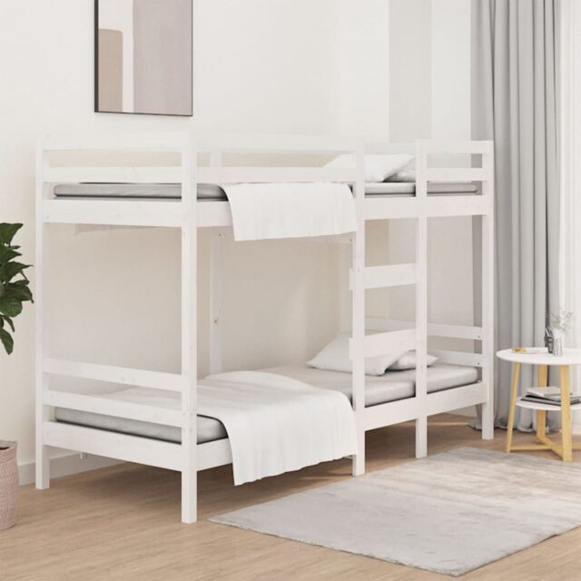 Berkfield Home Bunk Bed White 90x190 cm 3FT Single Solid Wood Pine by ...