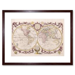 Wall Art Print Map of The World Vintage Art Black Framed 9x7 inch by ...
