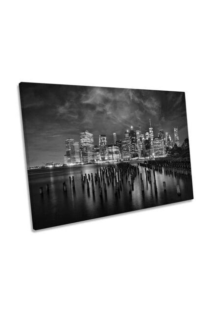 "CanvasGeeks New York City Black & White NYC Canvas Wall Art Picture ...