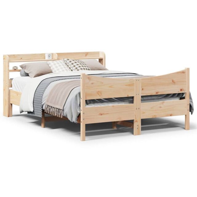 Berkfield Home Bed Frame with Headboard 120x200 cm Solid Wood Pine in ...