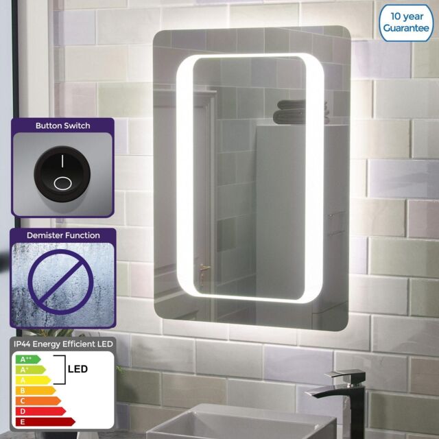 Nes Home Ella LED Illuminated Mirror with Battery Powered Button Switch ...