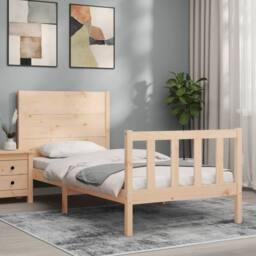 Berkfield Home Bed Frame with Headboard Small Single Solid Wood in ...