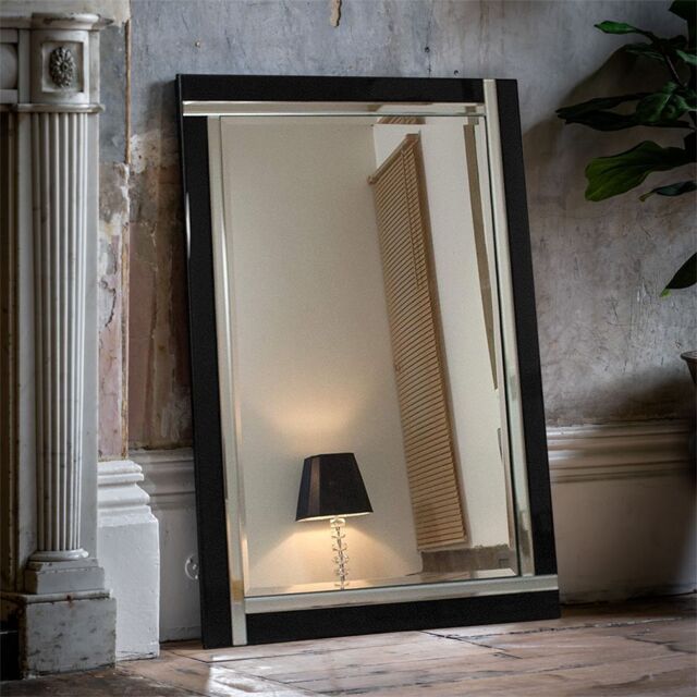 Extra Large Black Venetian Glass Frame Wall Mirror 120 x 80cm by ...