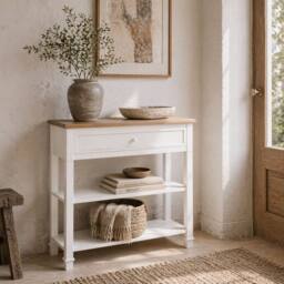 Laura Ashley Provencale 1 Drawer Console Table, Ivory by John