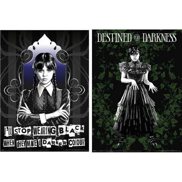Wednesday Goth Poster Pack of 2 in Black by Debenhams | ufurnish.com