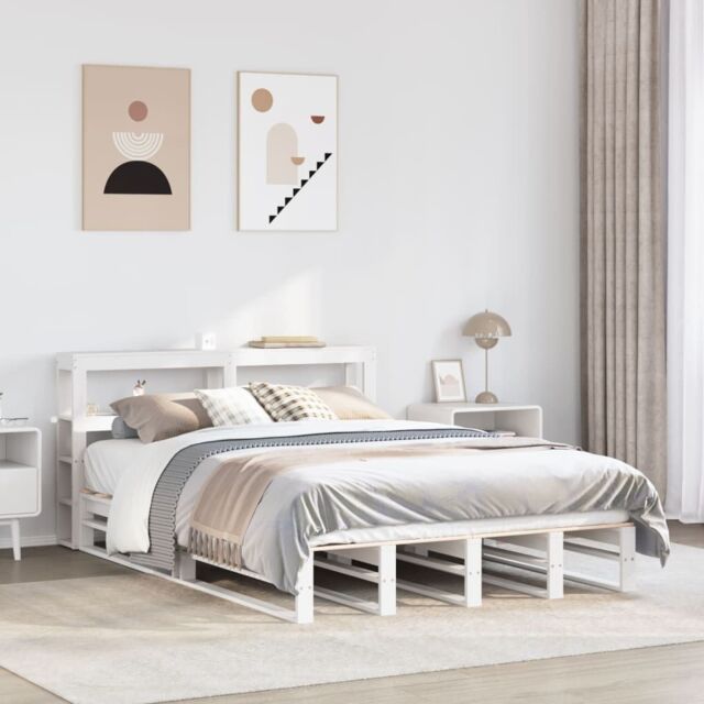 Berkfield Home Bed Frame without Mattress White 140x190 cm Solid Wood ...