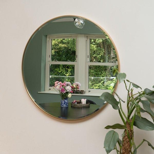 Large Round Mirror with Gold Frame by Debenhams | ufurnish.com