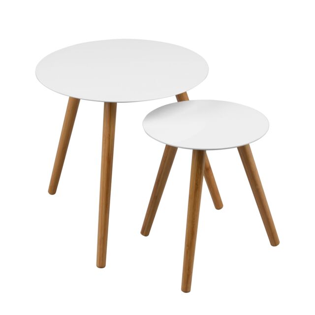 Round Nest of 2 Tables, Gloss Finish Nesting Table, Versatile Coffee ...