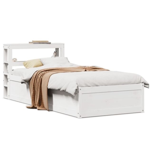Berkfield Home Bed Frame with Headboard White 90x200 cm Solid Wood Pine ...