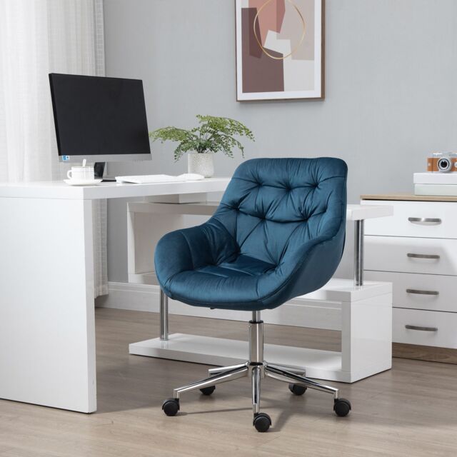 VINSETTO Velvet Home Office Chair Comfy Desk Chair w/ Adjustable Height ...
