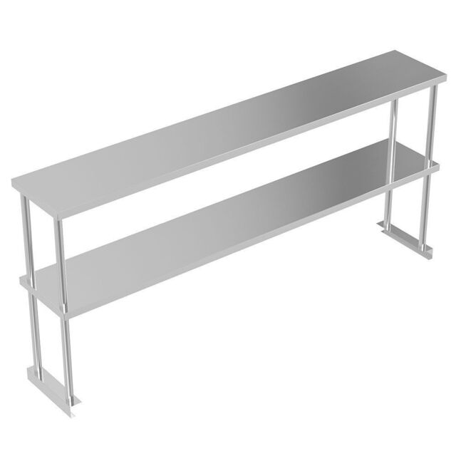 2-Tier Stainless Steel Prep & Work Table with Shelf for Kitchen Garage ...
