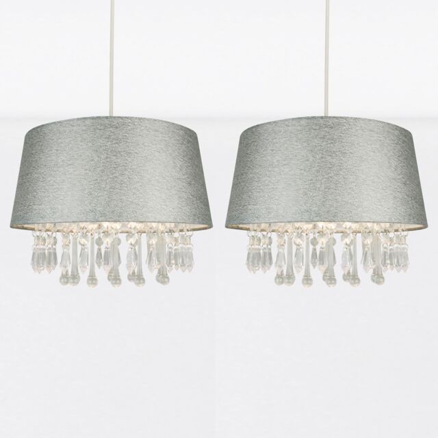 Set of 2 Sparkle Grey Jewelled Easy Fit Light Shades by Debenhams ...