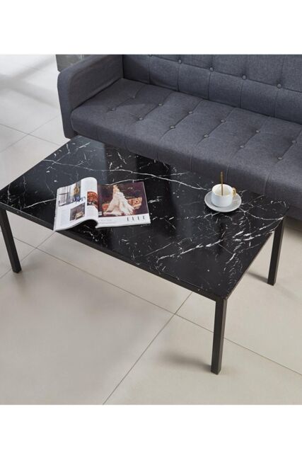 Mable Effect Mdf Gloss Finish MDF Marble Effect Top Coffee Table With Solid Metal Frame ...