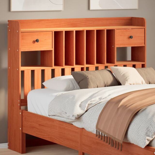 Berkfield Home Headboard with Storage Wax Brown 135 cm Solid Wood Pine ...