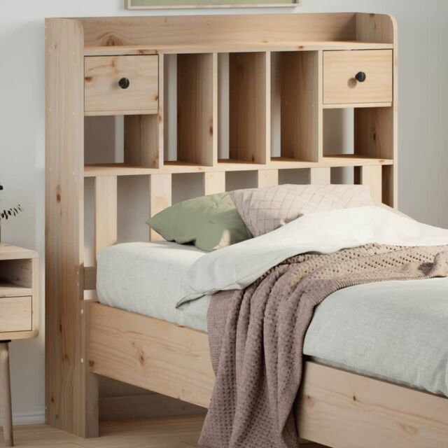 Berkfield Home Headboard with Storage 75 cm Solid Wood Pine in Brown by ...