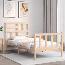 Berkfield Home Bed Frame with Headboard Single Solid Wood in Brown by ...
