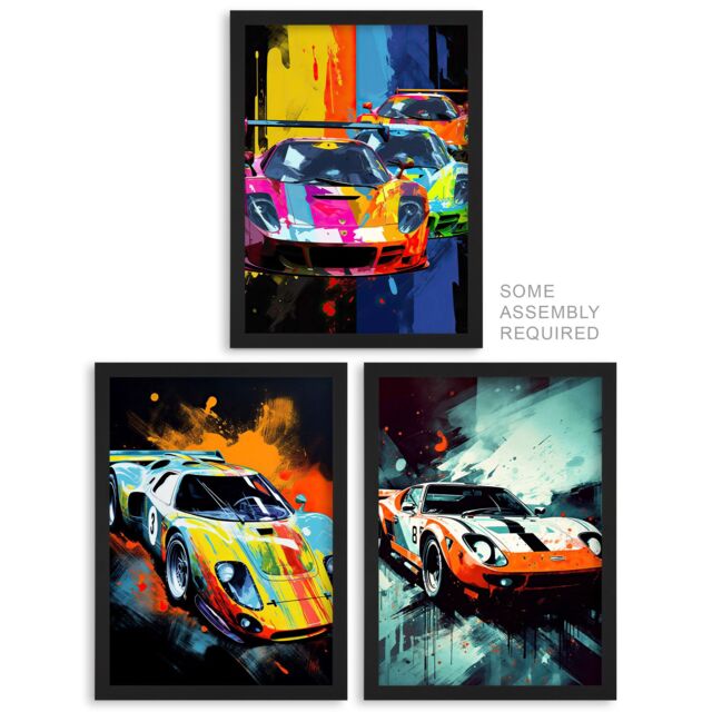 Artery8 A4 Wall Art & Frame Set of 3 Racing Car Motorsport Grand Prix ...