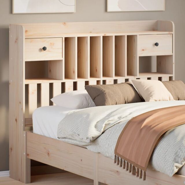 Berkfield Home Headboard with Storage 135 cm Solid Wood Pine in Brown ...