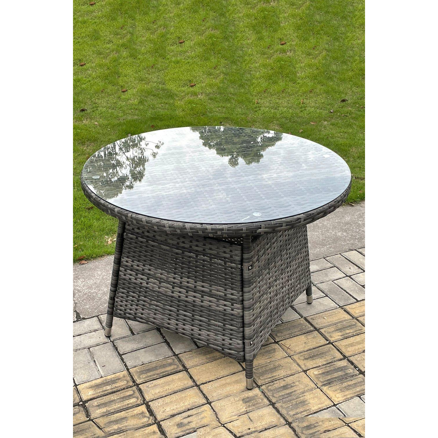 PE Rattan Round Dining Table With Clear Tempered Glass by Debenhams