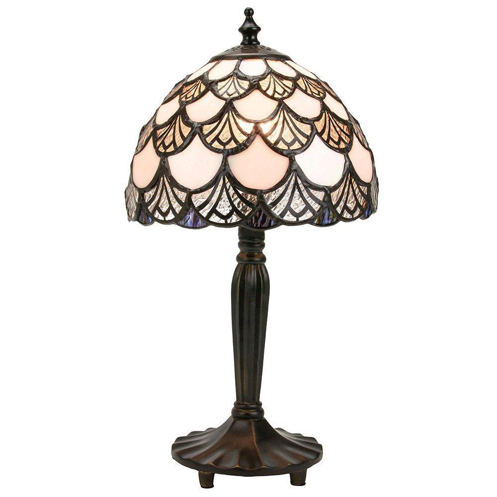 Modern Opal White Tiffany Lamp with Scalloped Sections in Clear and ...