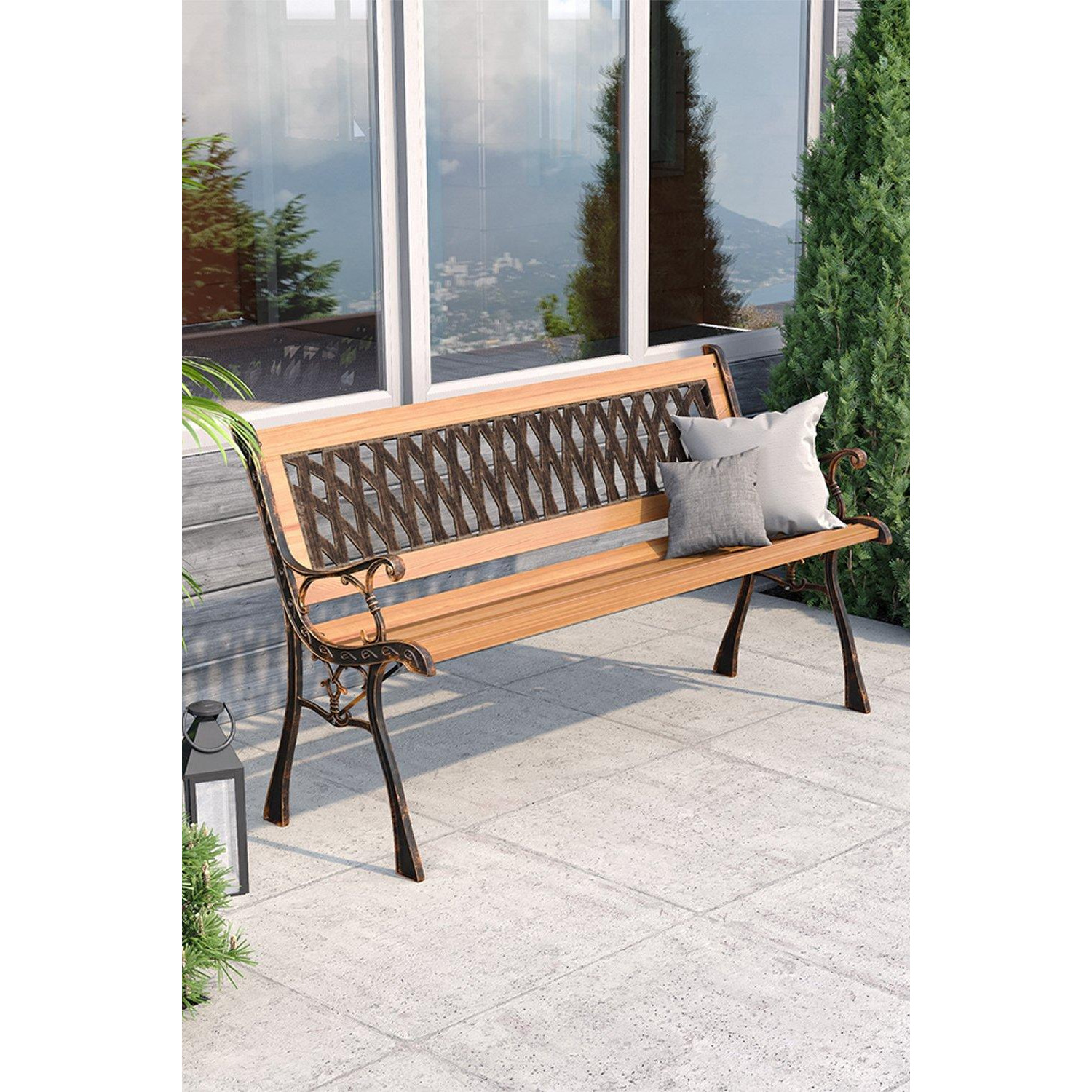 125cm W Metal Garden Bench Outdoor Bench by Debenhams | ufurnish.com