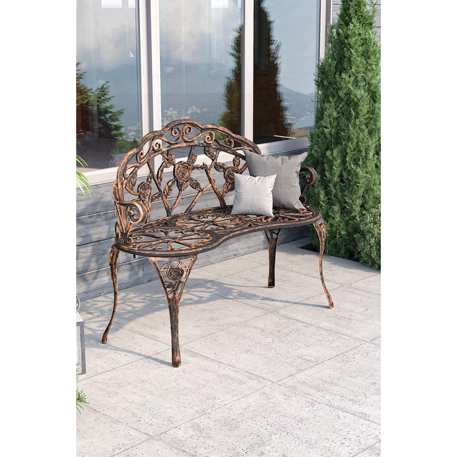 2 Seater Retro Cast Metal Garden Bench Outdoor Patio Chair by Debenhams ...