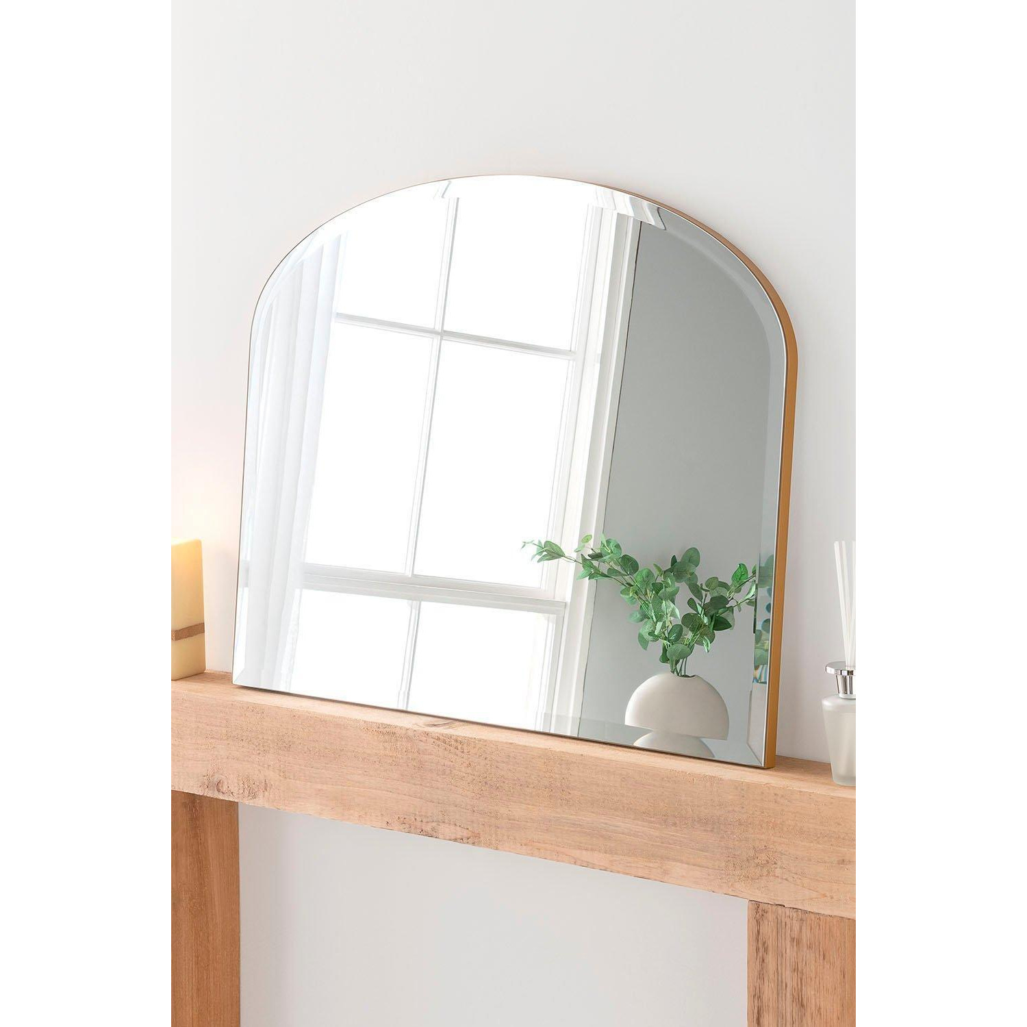 Minimal Bevelled Mantle Mirror Gold 91(w) x 69cm(h) by Debenhams
