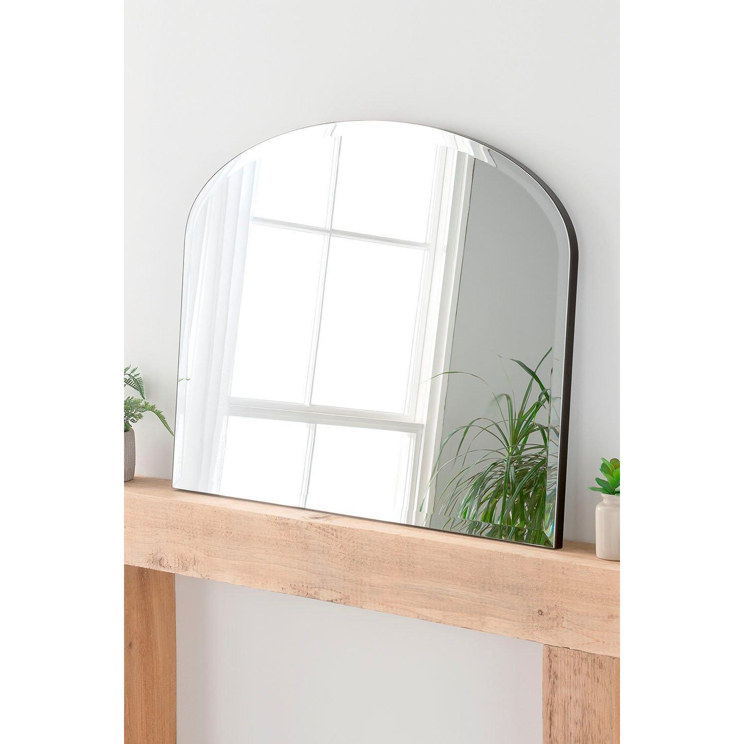 Minimal Bevelled Mantle Mirror Black 91(w) x 69cm(h) by Debenhams