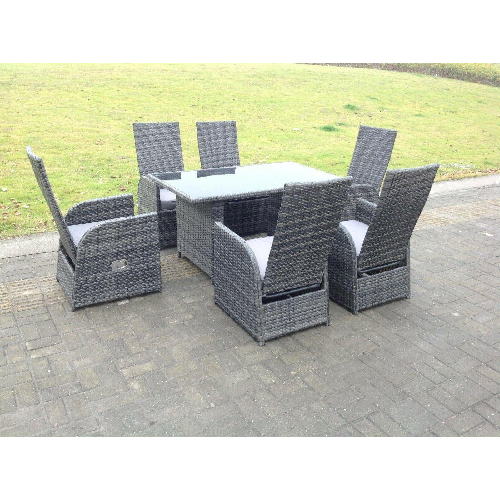Outdoor Wicker Rattan Garden Furniture Reclining Chair And Table Dining