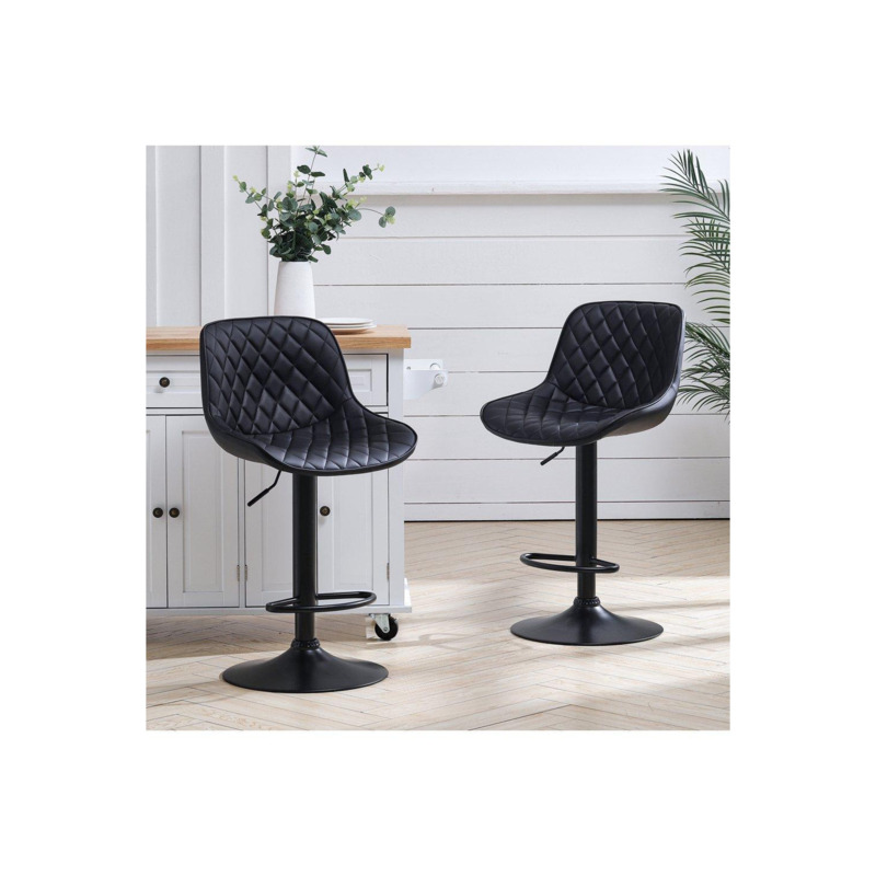 2 Pcs Faux Leather Height Adjustable Bar Stool by Debenhams