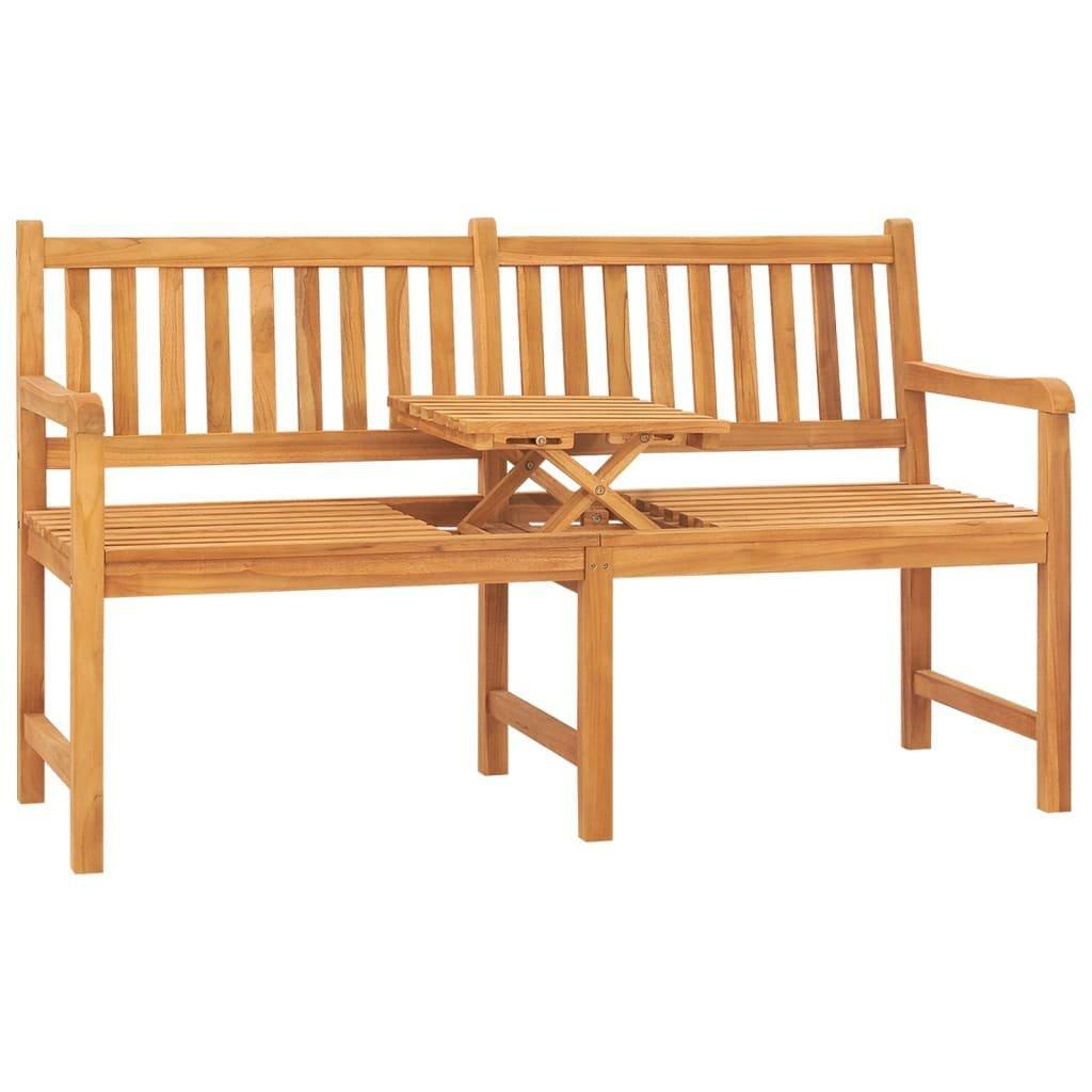 3-Seater Garden Bench with Table 150 cm Solid Teak Wood by Debenhams ...