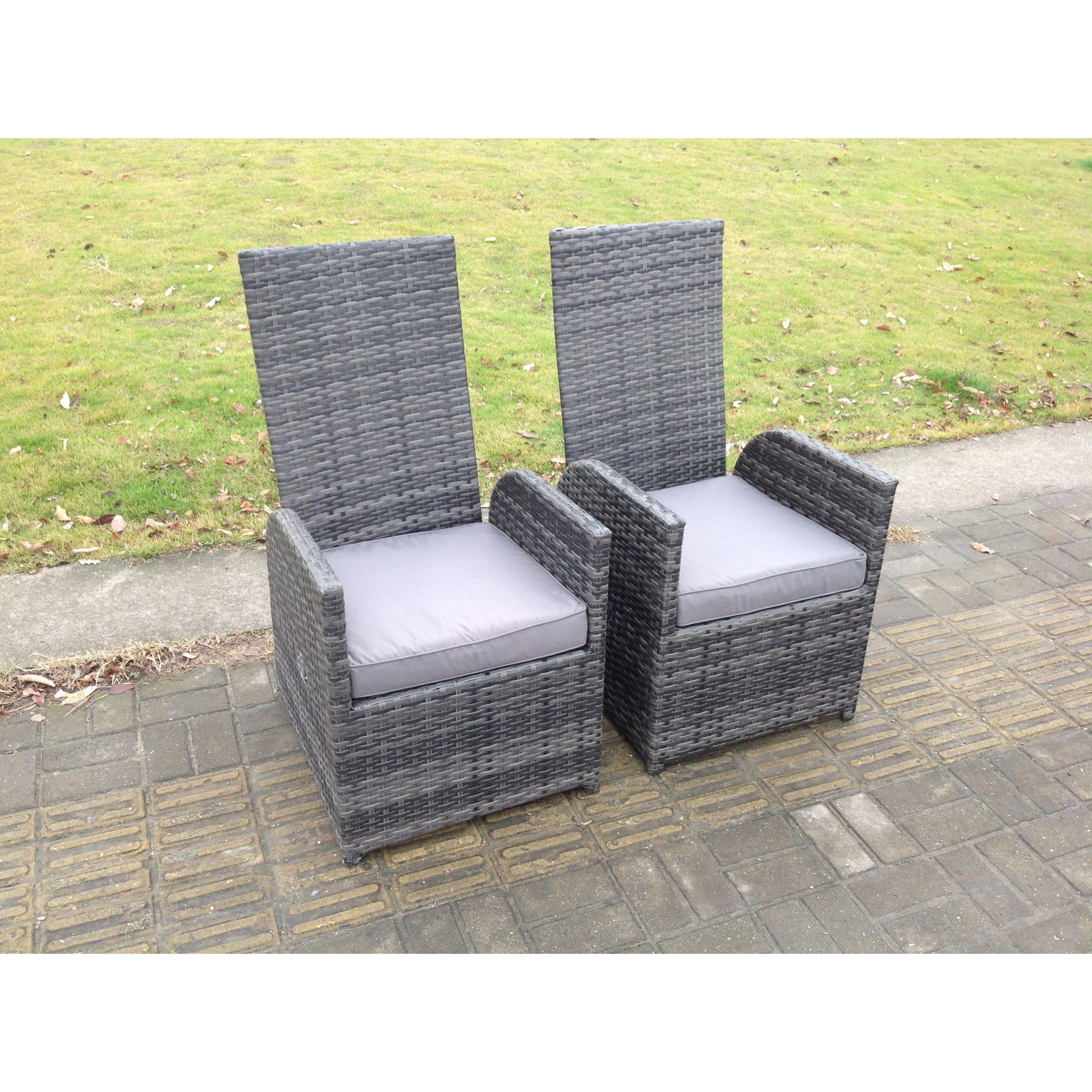 Outdoor Wicker Rattan Garden Furniture Reclining Chairs 2 PC by