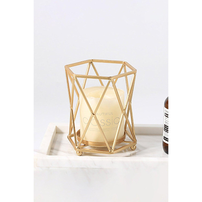 Geometric Metallic Candle Holder Tabletop Centerpiece 16.5cm H by