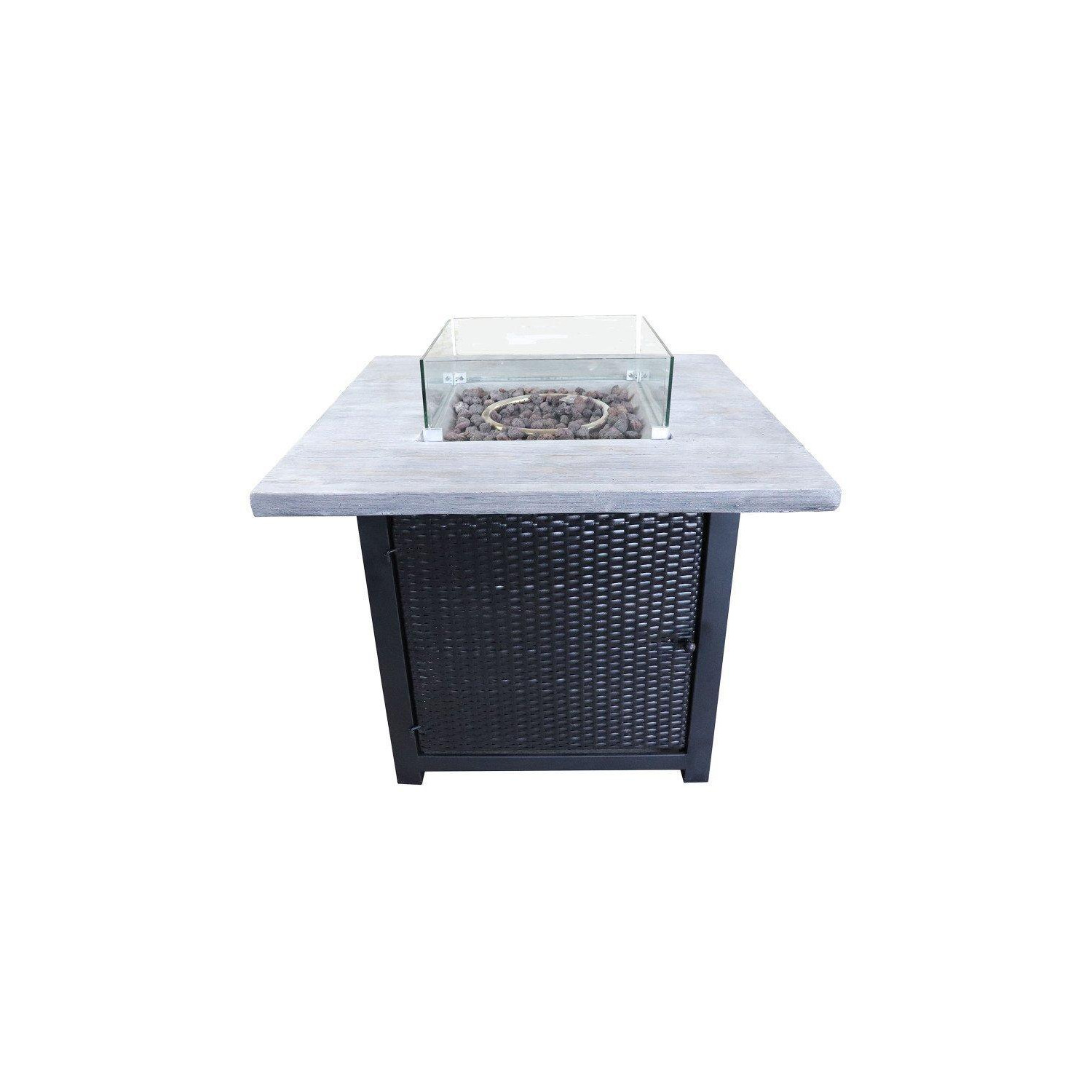 Outdoor Garden Rattan Propane Gas Fire Pit Table Burner by Debenhams
