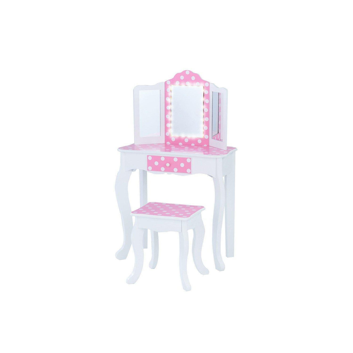 Gisele Kids Dressing Table Vanity Set With Mirror Stool & LED Lights by