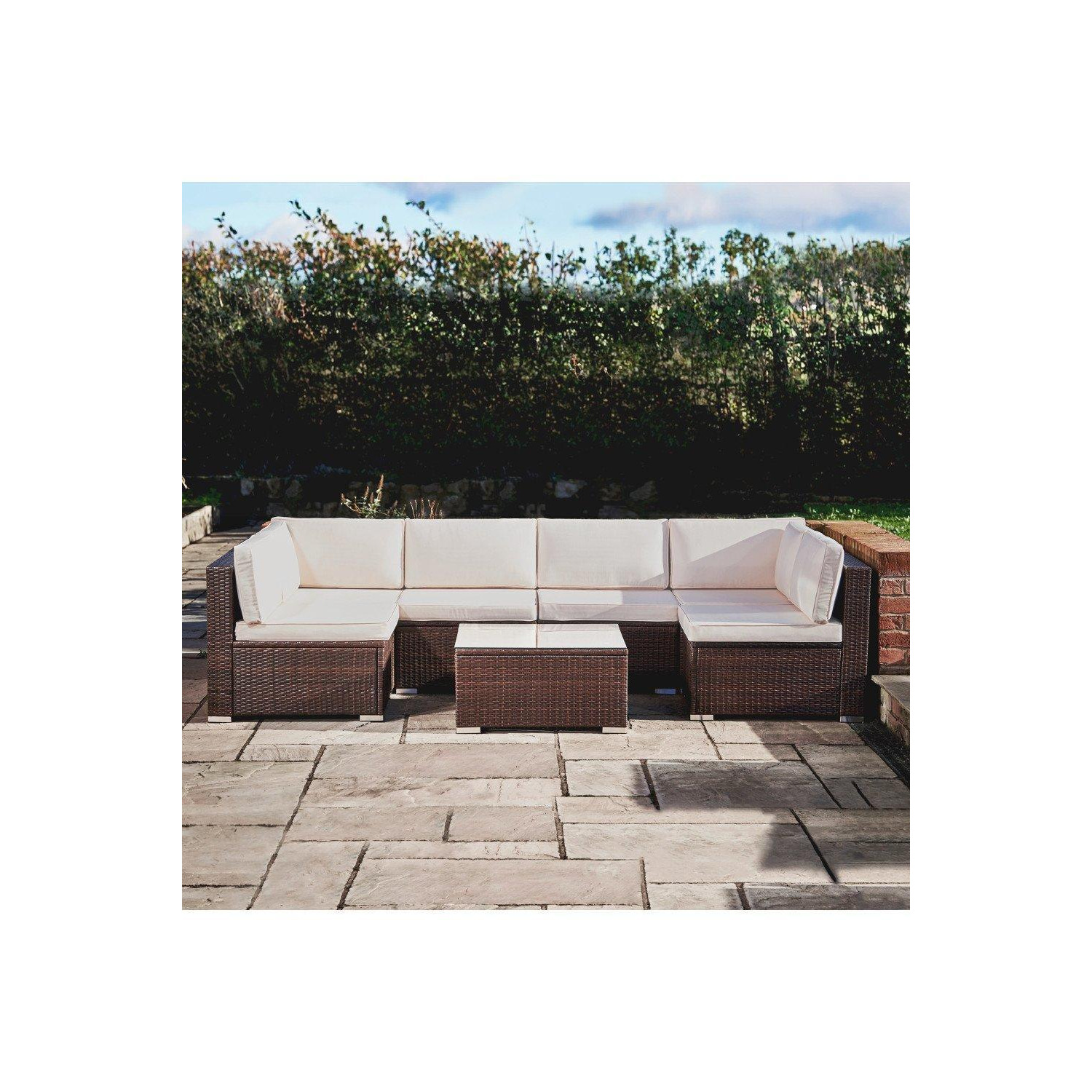 7 Piece Outdoor Garden Woven Rattan Sofa by Debenhams
