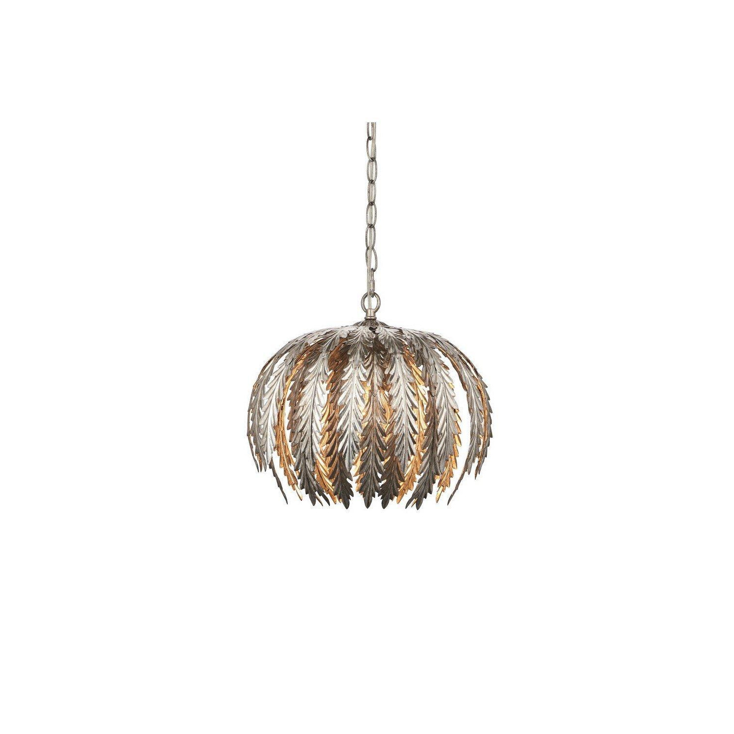 Delphine Decorative Silver Layered Leaf Ceiling Pendant Light by