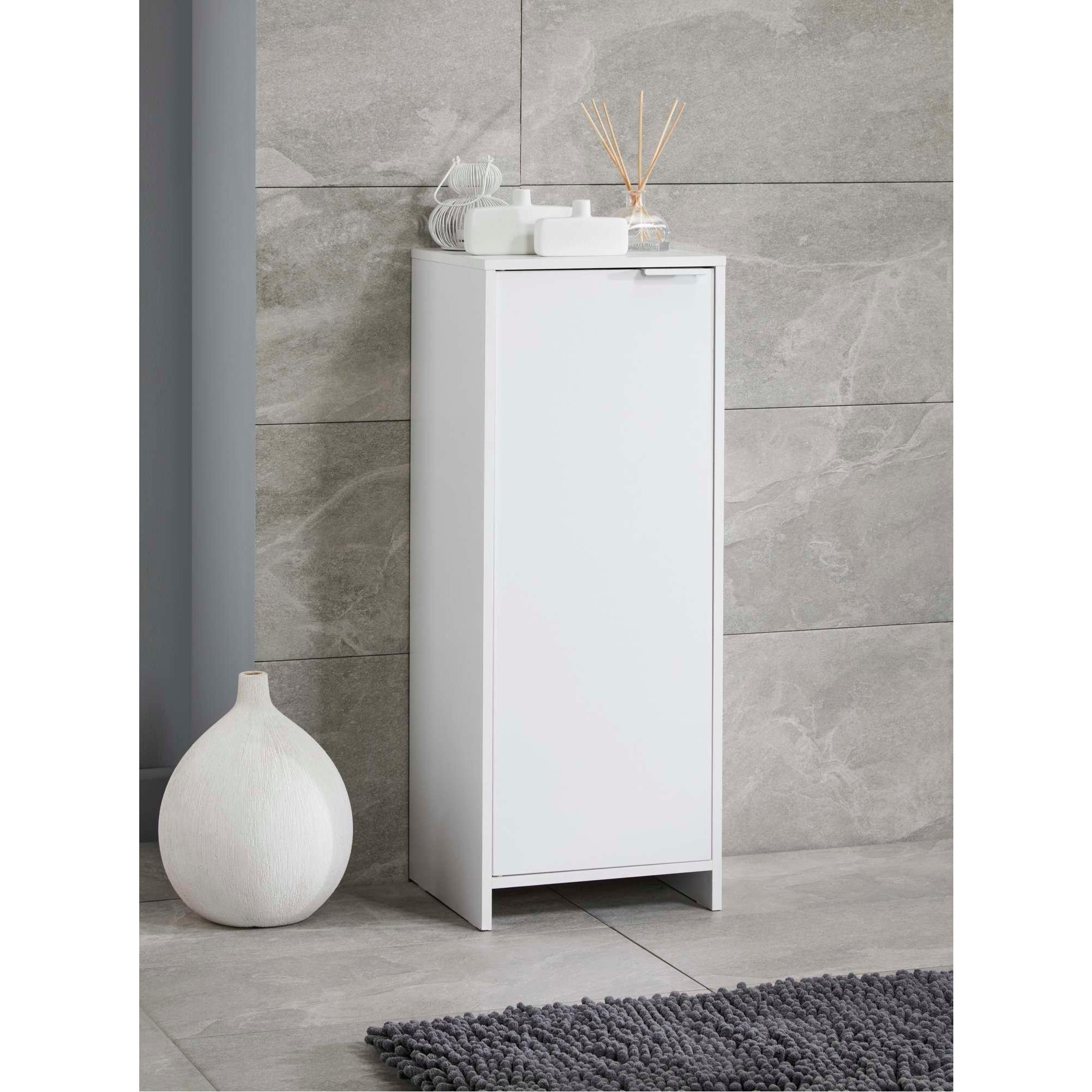 White Single Door Bathroom Floor Storage Cabinet by Debenhams ...