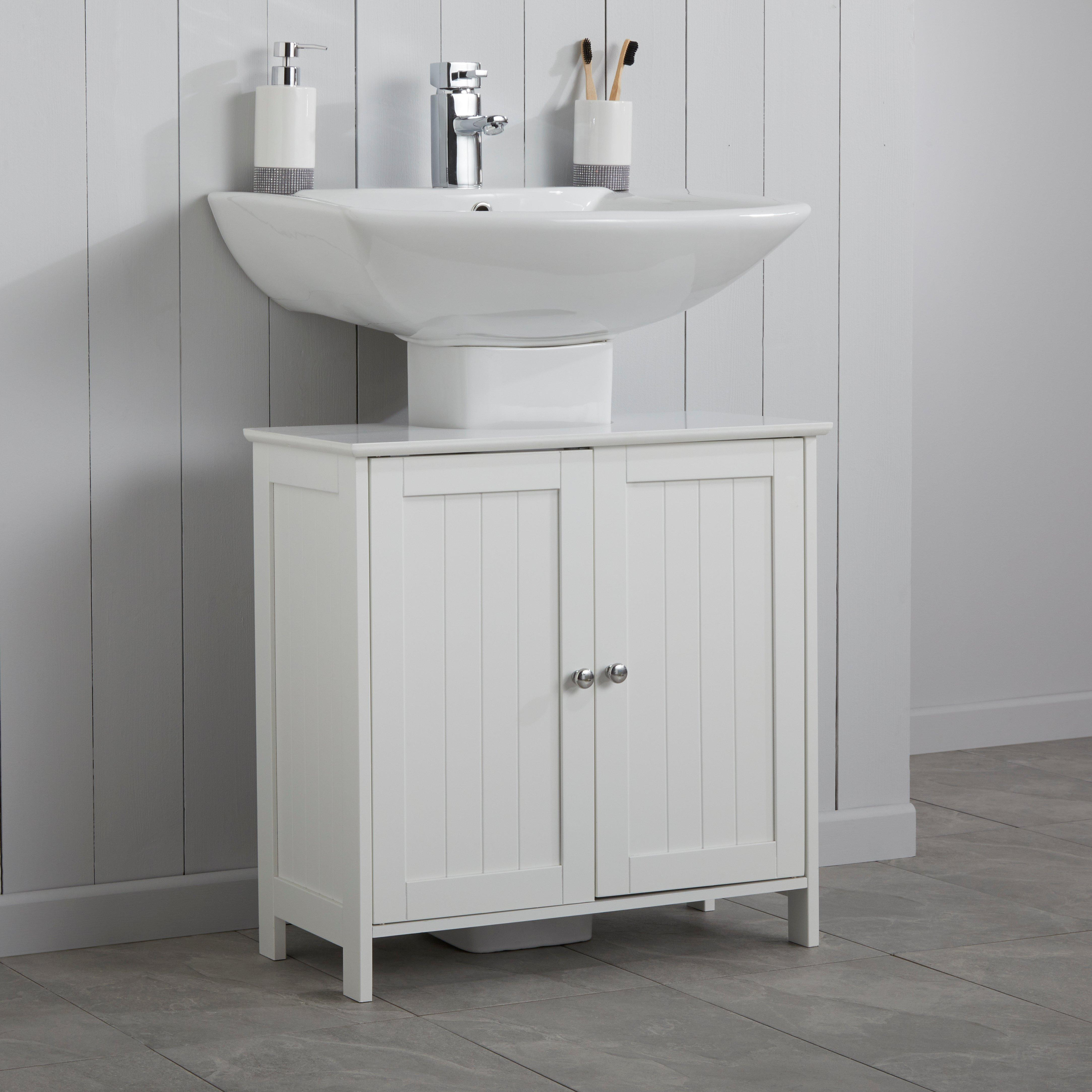 Elegant Bathroom Cabinet with Tongue & Groove Design for Under Sink Storage by Debenhams ...