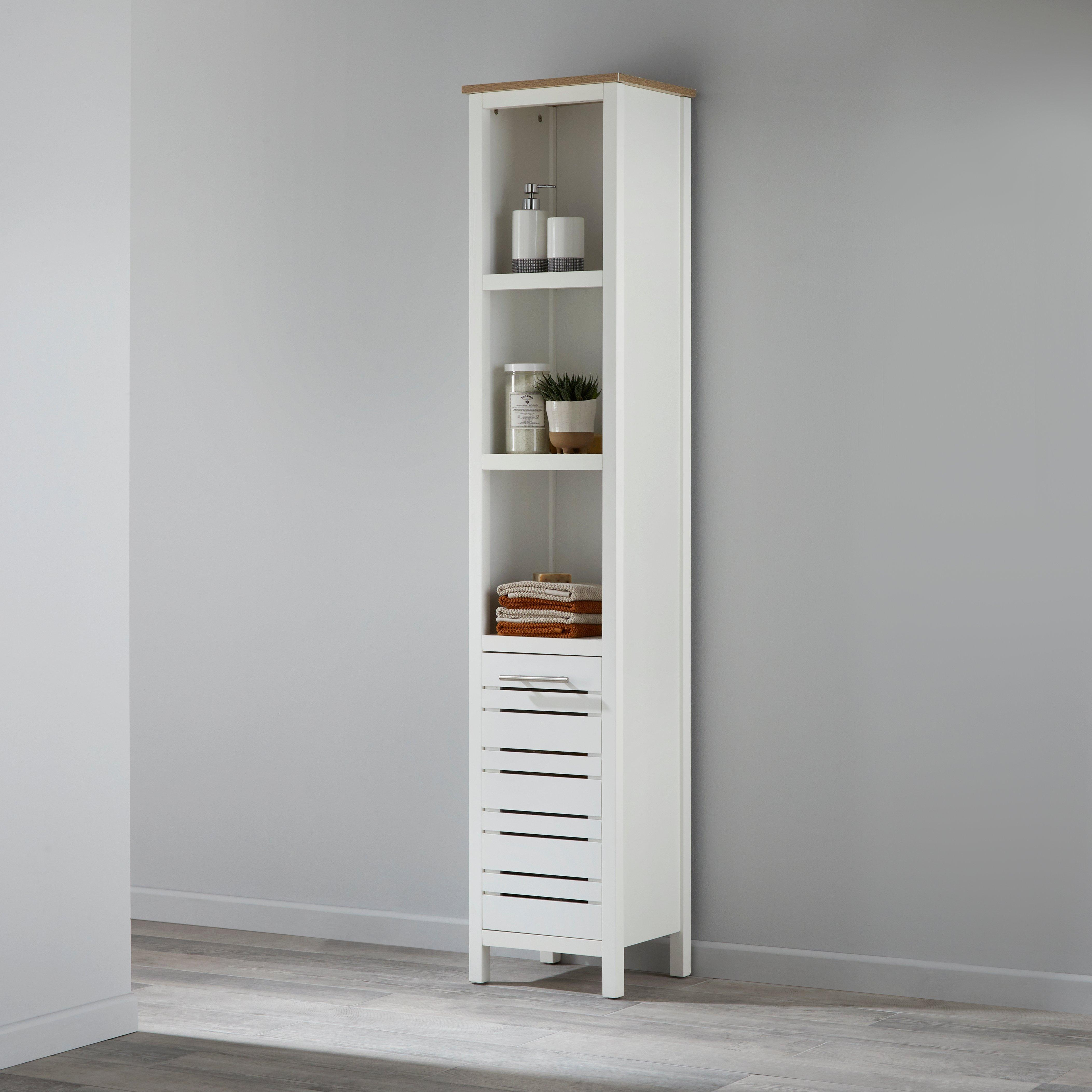 Two-Toned White Bathroom Tallboy Cabinet by Debenhams | ufurnish.com