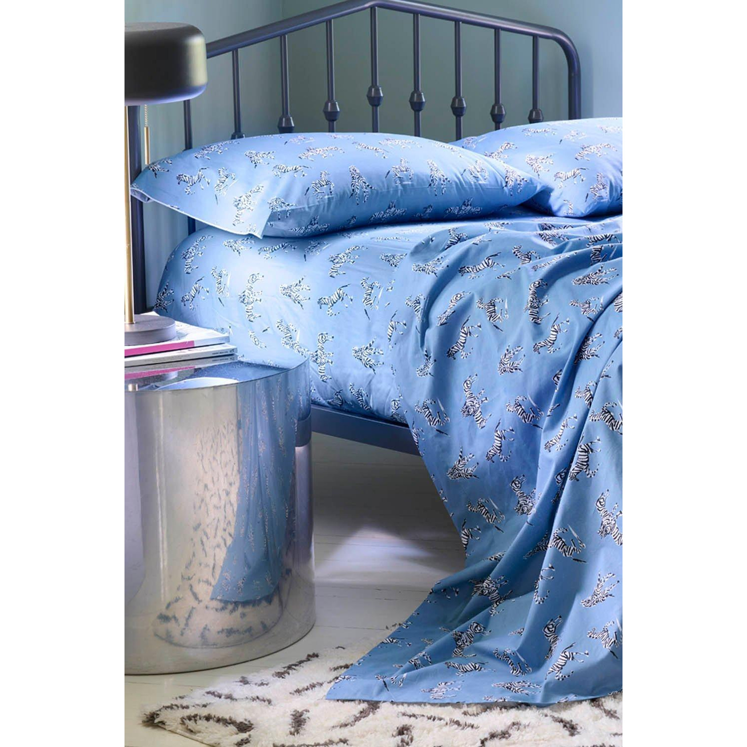 Blue Zebras in Love Fitted Sheet by Debenhams