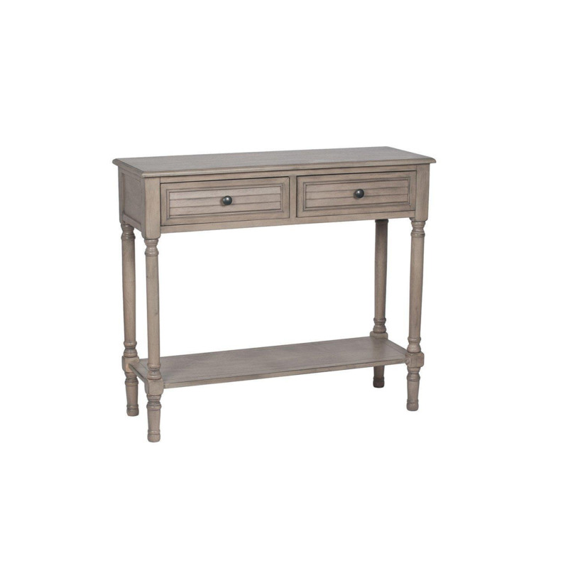 Pine Wood Double Shelf Rectangular 2-Drawer Console Table by Debenhams ...