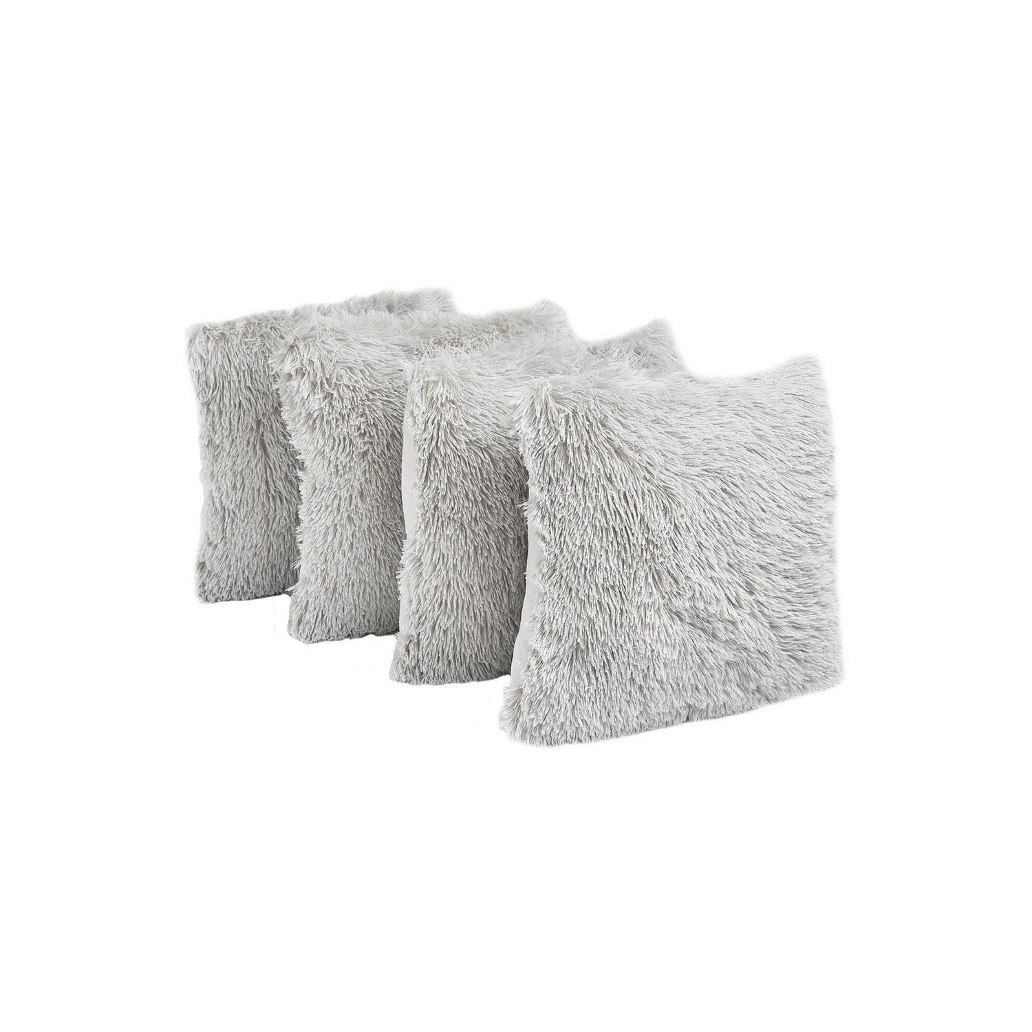 Pack of 4 Fluffy Fleece Zip Cushion Covers by Debenhams