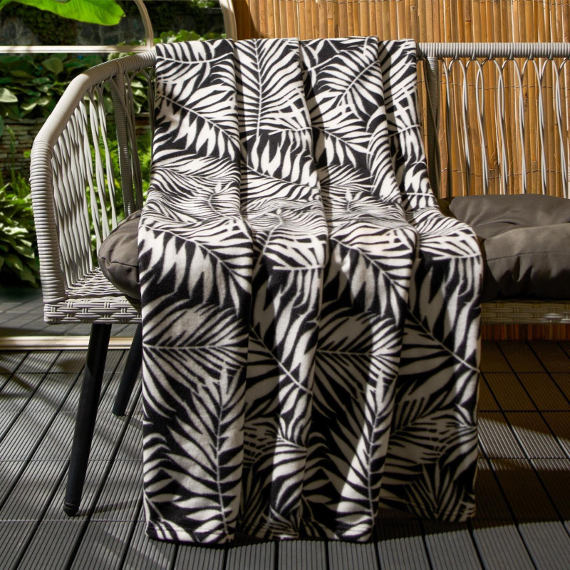 Fleece Throw Tropical Leaf Blanket Travel Warm Picnic Sofa Chair Soft