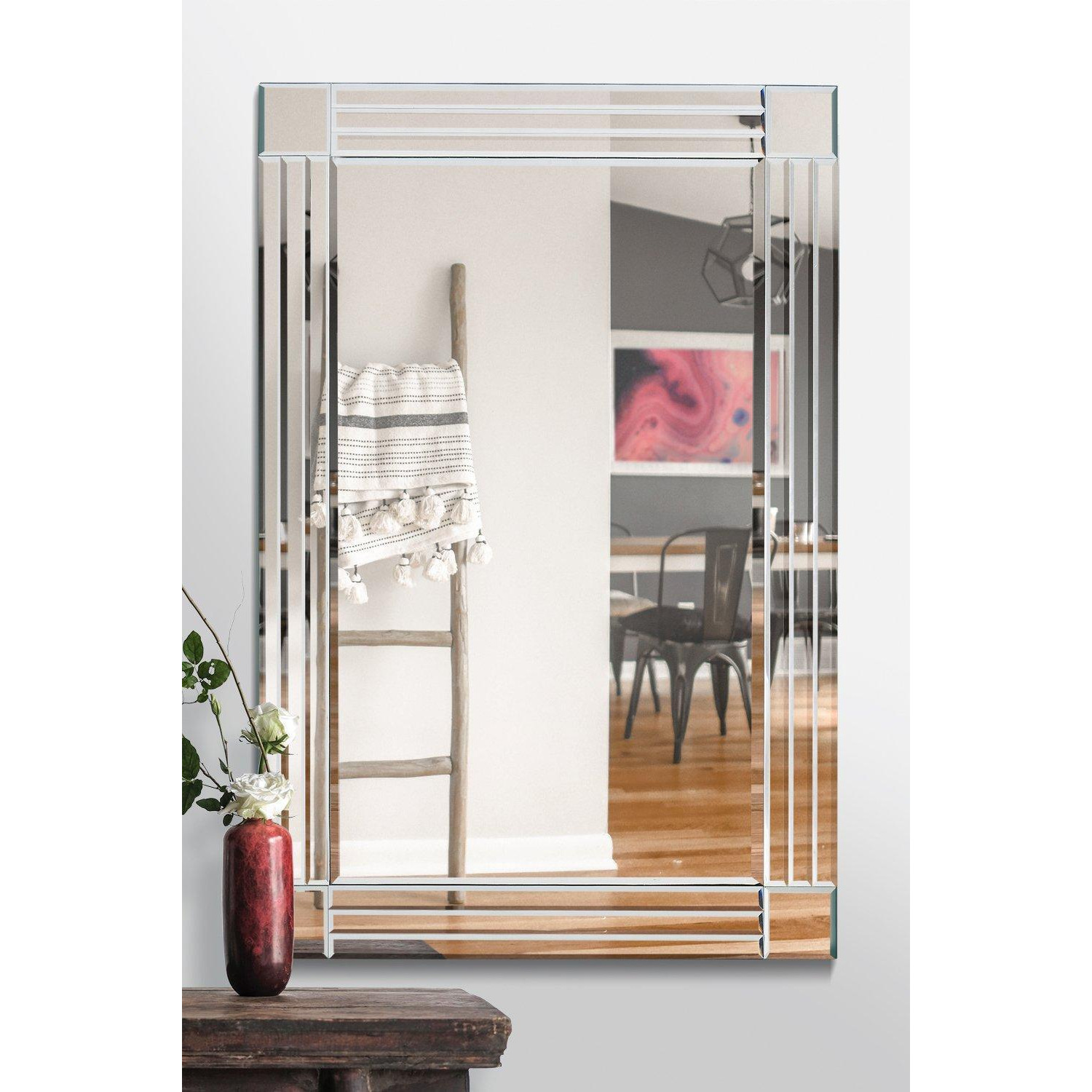 'Milton' All Glass Bevelled Square Corner Wall Mirror 100 x 70 CM by Debenhams | ufurnish.com