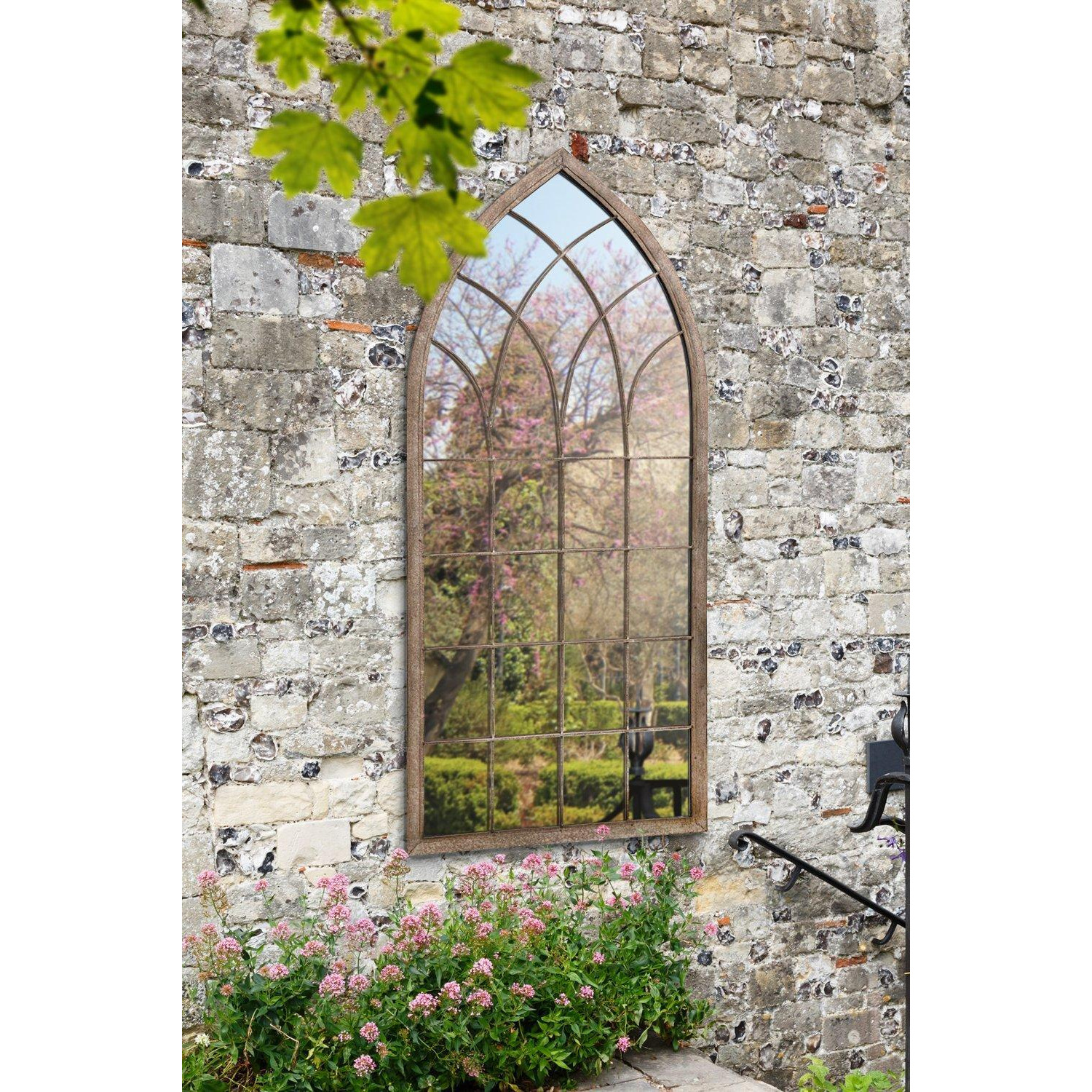 'Dorset' Rustic Arch Large Garden Metal Frame Wall Mirror 169xm x 75cm