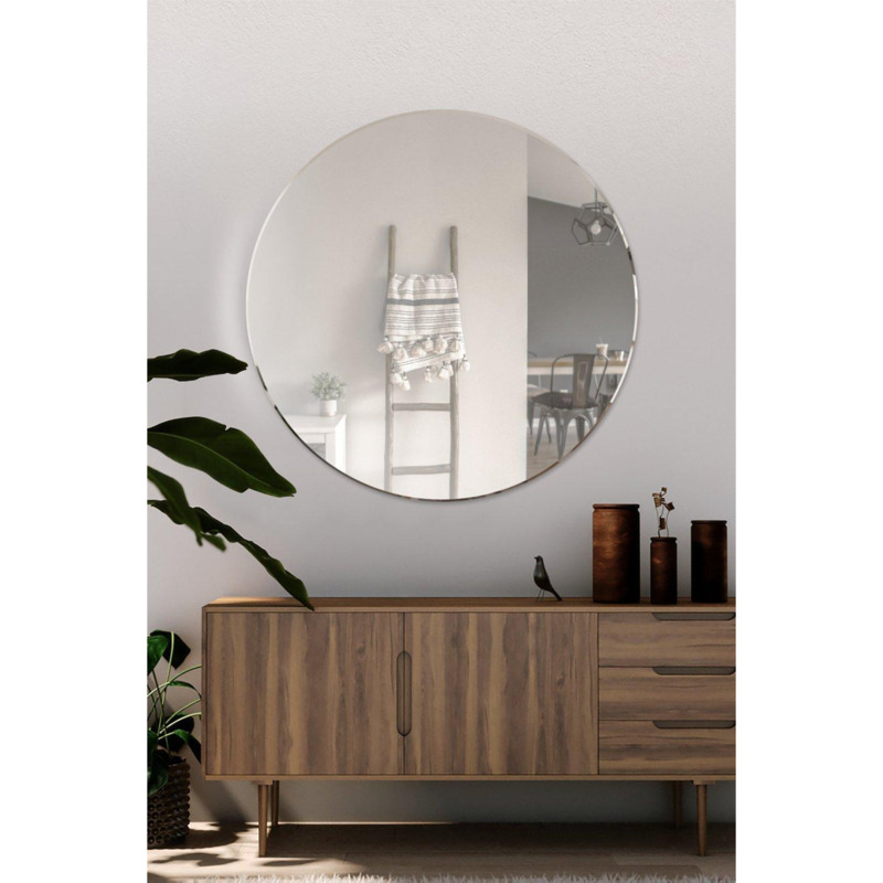 All Glass Circular Bevelled Design Round Wall Mirror 80 x 80CM by Debenhams