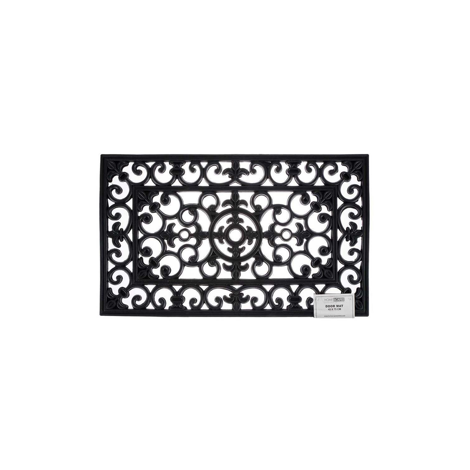 Wrought Iron Effect Black Rubber Doormat by Debenhams | ufurnish.com