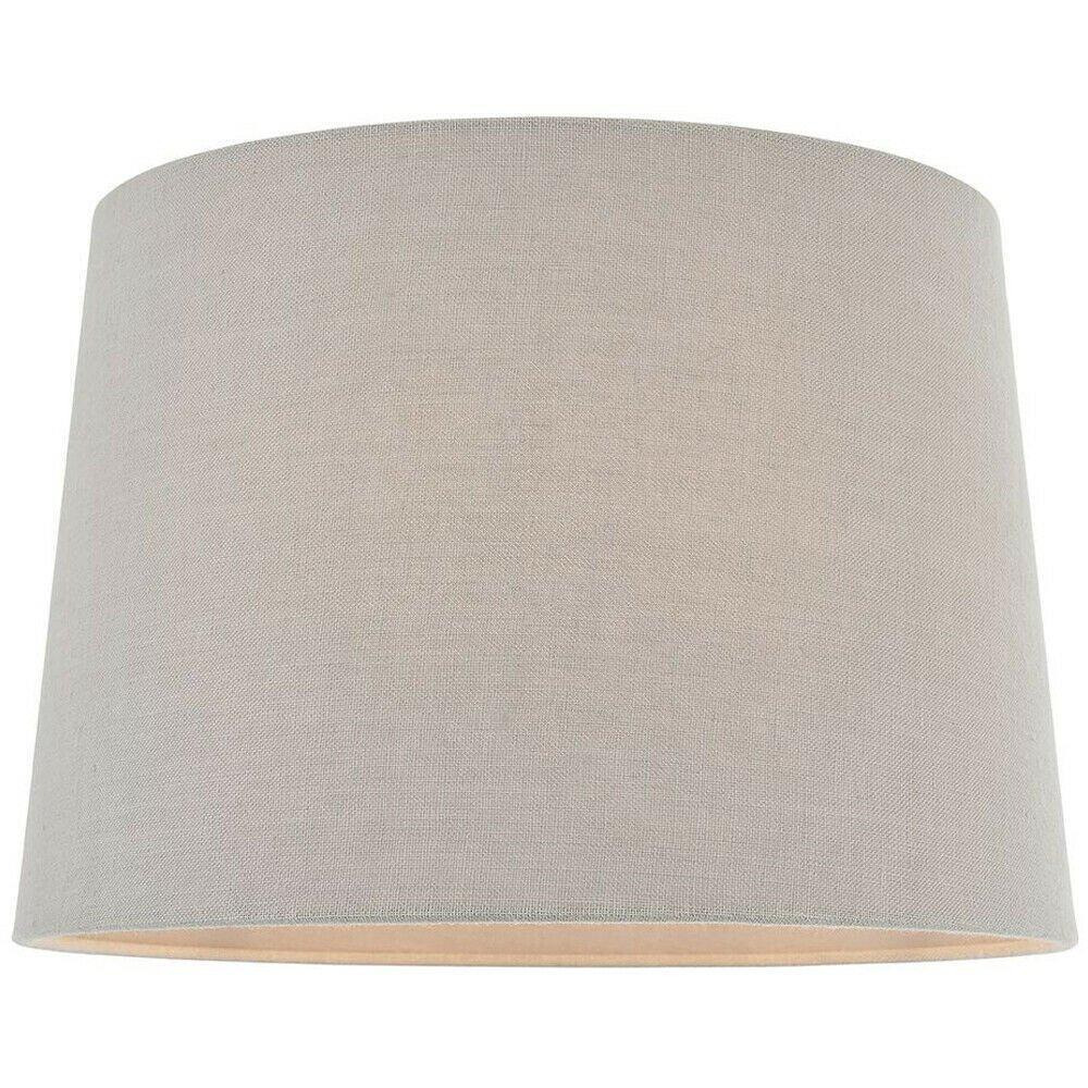 "12"" Tapered Round Drum Lamp Shade Charcoal Grey 100% Linen Modern ...