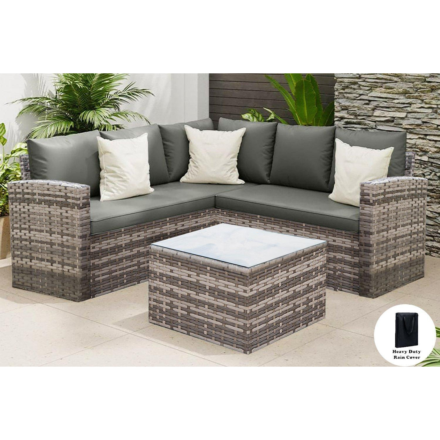 Rosen 5 Seater Corner Rattan Garden Furniture Sofa Sets With Rain Cover